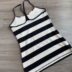 Lululemon Power Y Tank, Black and Cream Stripe